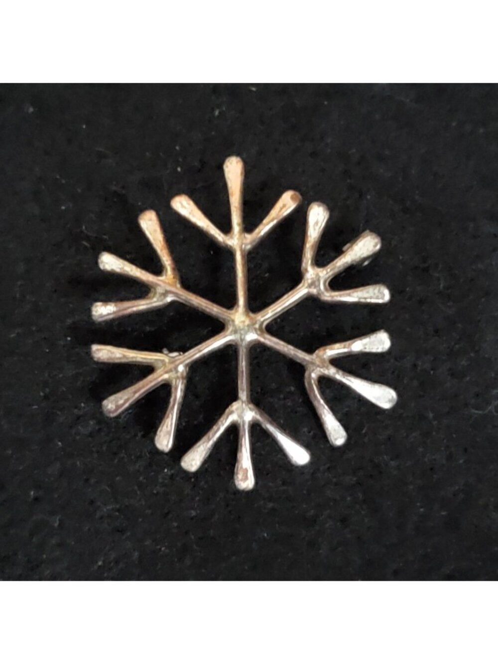 Sterling Silver Snowflake Brooch Artisan 1"
